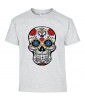 T-shirt Homme Tête de Mort Calavera [Skull, Gothique, Mexique, Fête des Morts, Santa Muerte] T-shirt Manches Courtes, Col Rond