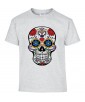 T-shirt Homme Tête de Mort Calavera [Skull, Gothique, Mexique, Fête des Morts, Santa Muerte] T-shirt Manches Courtes, Col Rond