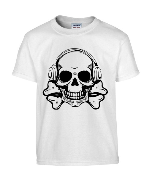 T-shirt Homme Tête de Mort Musique [Skull, Design] T-shirt Manches Courtes, Col Rond