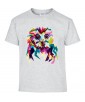 T-shirt Homme Pop Art Chouette [Graphique, Animaux, Géométrique, Oiseau, Hibou, Abstract, Colorful] T-shirt Manches Courtes, Col Rond