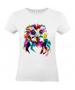 T-shirt Femme Pop Art Chouette [Graphique, Animaux, Géométrique, Oiseau, Hibou, Abstract, Colorful] T-shirt Manches Courtes, Col Rond