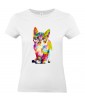 T-shirt Femme Pop Art Bébé Chat [Graphique, Animaux, Géométrique, Chaton, Abstract, Colorful] T-shirt Manches Courtes, Col Rond