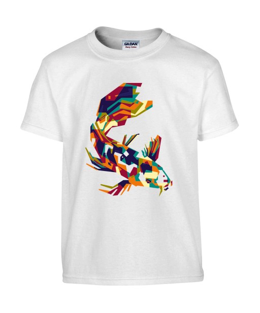 T-shirt Homme Pop Art Carpe Koï [Graphique, Animaux, Géométrique, Poisson Abstract, Colorful] T-shirt Manches Courtes, Col Rond