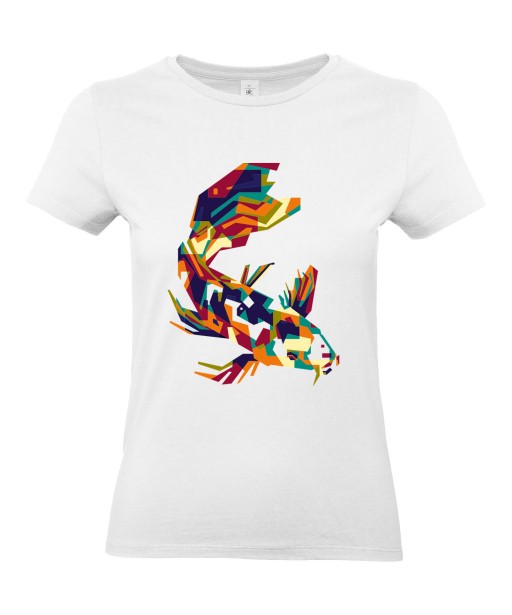 T-shirt Femme Pop Art Carpe Koï [Graphique, Animaux, Géométrique, Poisson Abstract, Colorful] T-shirt Manches Courtes, Col Rond