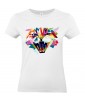 T-shirt Femme Pop Art Chat Colère [Graphique, Animaux, Géométrique, Abstract, Colorful] T-shirt Manches Courtes, Col Rond