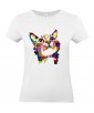 T-shirt Femme Pop Art Chat [Graphique, Animaux, Géométrique, Abstract, Colorful] T-shirt Manches Courtes, Col Rond