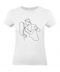 T-shirt Femme Ligne Couple Danse [Graphique, Design, Trait, Mariage, Romantique, Amour, Love] T-shirt Manches Courtes, Col Rond