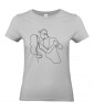 T-shirt Femme Ligne Couple Danse [Graphique, Design, Trait, Mariage, Romantique, Amour, Love] T-shirt Manches Courtes, Col Rond