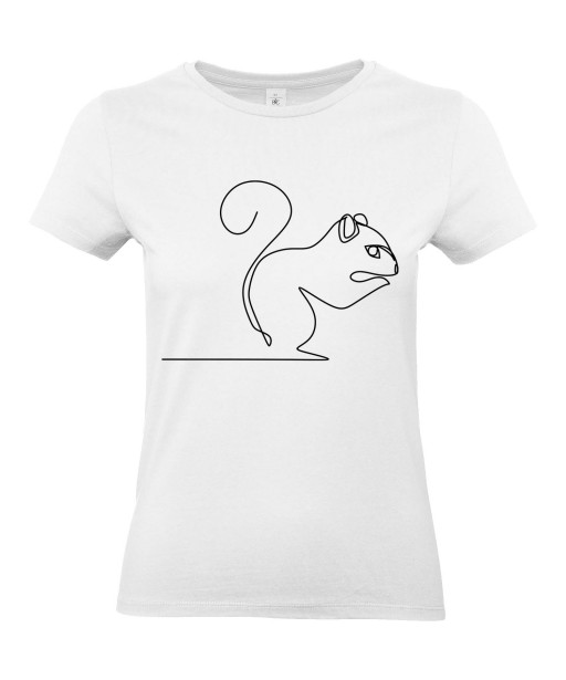 T-shirt Femme Ligne Écureuil [Graphique, Design, Trait, Animaux] T-shirt Manches Courtes, Col Rond