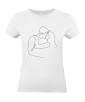 T-shirt Femme Ligne Couple Baiser [Graphique, Design, Trait, Mariage, Romantique, Amour, Love] T-shirt Manches Courtes, Col Rond