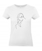 T-shirt Femme Ligne Couple Baiser [Graphique, Design, Trait, Mariage, Romantique, Amour, Love] T-shirt Manches Courtes, Col Rond