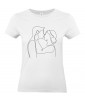 T-shirt Femme Ligne Couple Tendresse [Graphique, Design, Trait, Mariage, Romantique, Amour, Love] T-shirt Manches Courtes, Col Rond