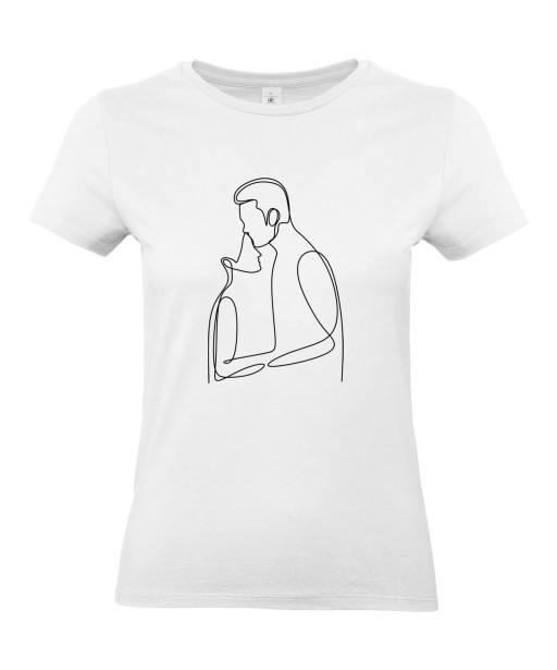 T-shirt Femme Ligne Couple Réconfort [Graphique, Design, Trait, Mariage, Romantique, Amour, Love] T-shirt Manches Courtes, Col Rond