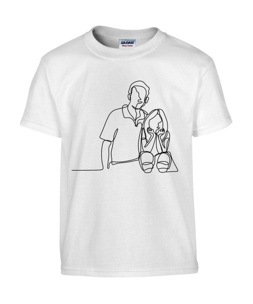 T-shirt Homme Ligne Père Fille [Graphique, Design, Trait, Amour, Complicité] T-shirt Manches Courtes, Col Rond