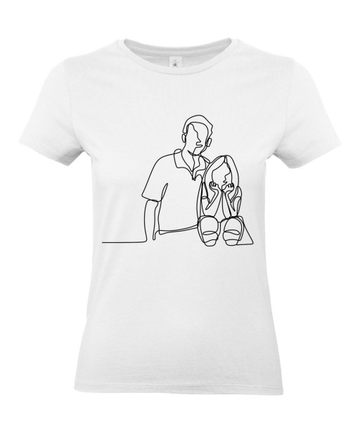 T-shirt Femme Ligne Père Fille [Graphique, Design, Trait, Amour, Complicité] T-shirt Manches Courtes, Col Rond