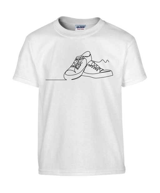 T-shirt Homme Ligne Baskets [Graphique, Design, Trait, Chaussures] T-shirt Manches Courtes, Col Rond