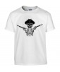 T-shirt Homme Tête de Mort Pirate [Skull Gun, Pistolet] T-shirt Manches Courtes, Col Rond