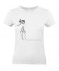 T-shirt Femme Ligne Rose Baiser [Graphique, Design, Trait, Romantique, Love, Fleur, Nature] T-shirt Manches Courtes, Col Rond