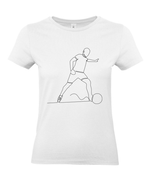 T-shirt Femme Ligne Football [Graphique, Design, Trait, Sport, Footballeur, Ballon] T-shirt Manches Courtes, Col Rond