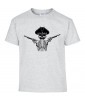 T-shirt Homme Tête de Mort Pirate [Skull Gun, Pistolet] T-shirt Manches Courtes, Col Rond