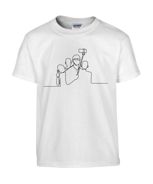 T-shirt Homme Ligne Perche Selfie [Graphique, Design, Trait, Smartphone, Photo] T-shirt Manches Courtes, Col Rond