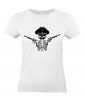 T-shirt Femme Tête de Mort Pirate [Skull Gun, Pistolet] T-shirt Manches Courtes, Col Rond