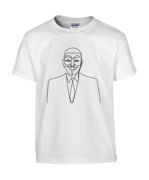 T-shirt Homme Ligne Anonymous [Graphique, Design, Trait, Geek, Hacker] T-shirt Manches Courtes, Col Rond