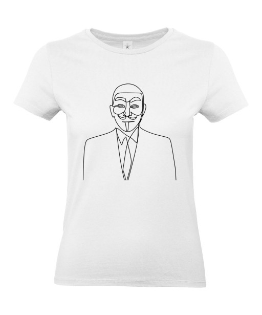 T-shirt Femme Ligne Anonymous [Graphique, Design, Trait, Geek, Hacker] T-shirt Manches Courtes, Col Rond