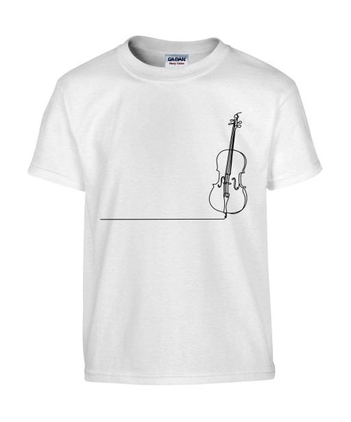 T-shirt Homme Ligne Violoncelle [Graphique, Design, Trait, Musique, Classique] T-shirt Manches Courtes, Col Rond
