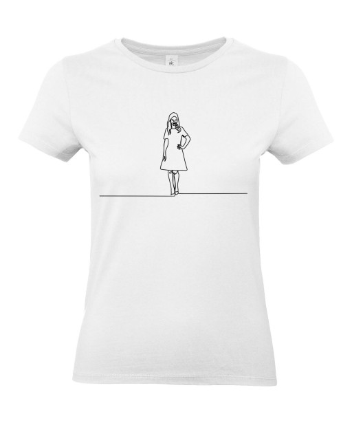 T-shirt Femme Ligne Femme Défilé [Graphique, Design, Trait, Mariage, EVJF] T-shirt Manches Courtes, Col Rond