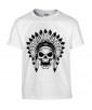 T-shirt Homme Tête de Mort Indien [Skull, Apache, Cheyenne, Western] T-shirt Manches Courtes, Col Rond