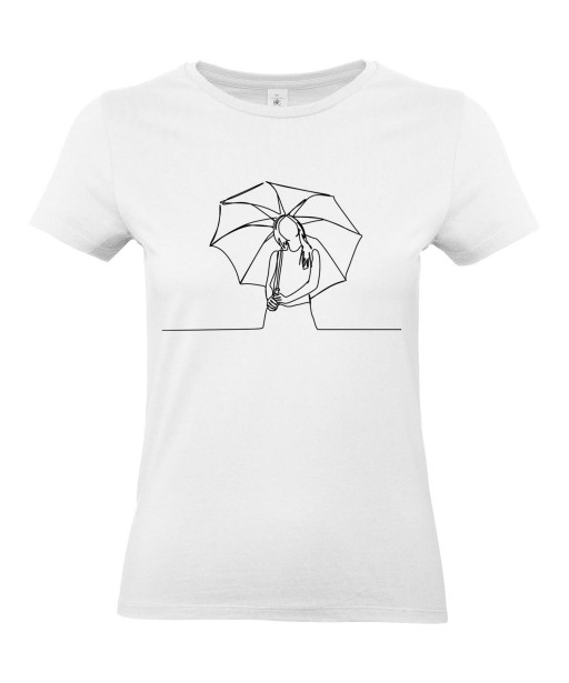 T-shirt Femme Ligne Parapluie [Graphique, Design, Trait] T-shirt Manches Courtes, Col Rond