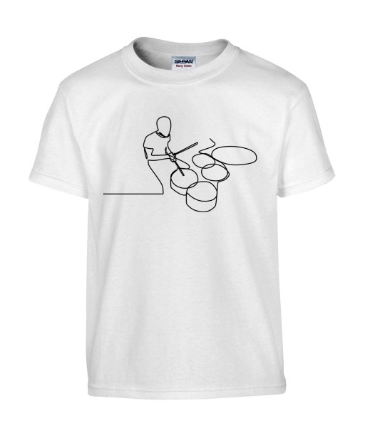 T-shirt Homme Ligne Batterie [Graphique, Design, Trait, Musique, Rock, Batteur] T-shirt Manches Courtes, Col Rond