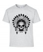 T-shirt Homme Tête de Mort Indien [Skull, Apache, Cheyenne, Western] T-shirt Manches Courtes, Col Rond
