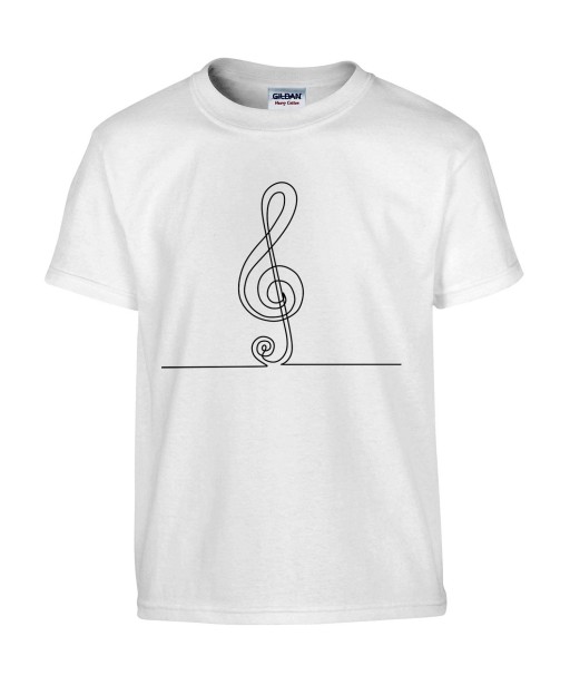 T-shirt Homme Ligne Clé de Sol [Graphique, Design, Trait, Musique, Note, Partition, Solfège] T-shirt Manches Courtes, Col Rond