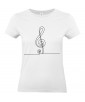 T-shirt Femme Ligne Clé de Sol [Graphique, Design, Trait, Musique, Note, Partition, Solfège] T-shirt Manches Courtes, Col Rond