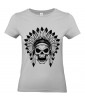 T-shirt Femme Tête de Mort Indien [Skull, Apache, Cheyenne, Western] T-shirt Manches Courtes, Col Rond