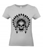 T-shirt Femme Tête de Mort Indien [Skull, Apache, Cheyenne, Western] T-shirt Manches Courtes, Col Rond