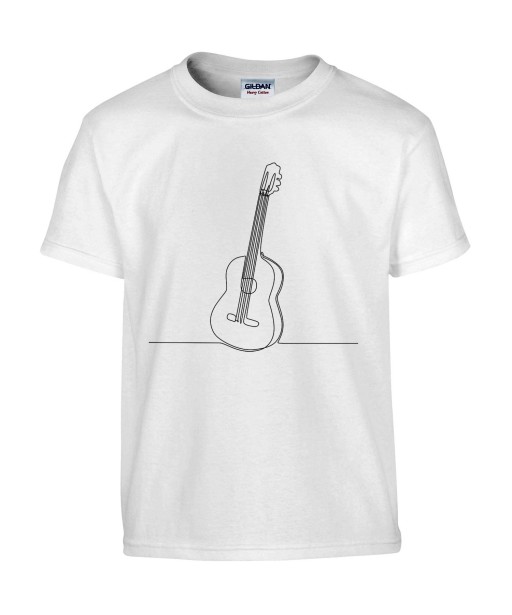 T-shirt Homme Ligne Guitare [Graphique, Design, Trait, Musique] T-shirt Manches Courtes, Col Rond