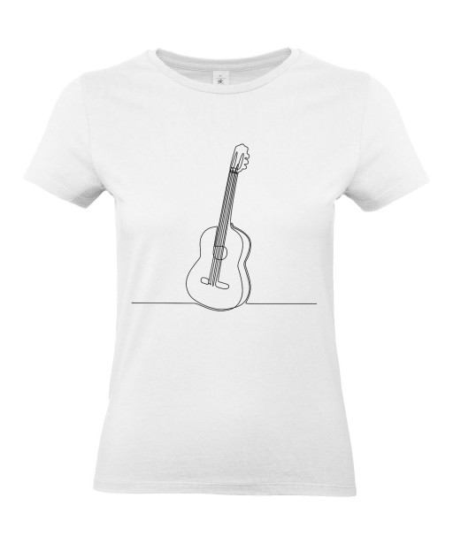 T-shirt Femme Ligne Guitare [Graphique, Design, Trait, Musique] T-shirt Manches Courtes, Col Rond