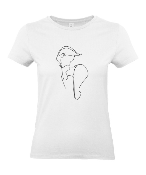 T-shirt Femme Ligne Couple [Graphique, Design, Trait, Mariage, Romantique, Amour, Love] T-shirt Manches Courtes, Col Rond