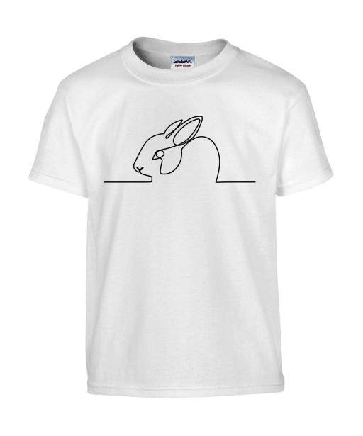 T-shirt Homme Ligne Lapin [Graphique, Design, Ligne, Trait Cute, Mignon, Animaux] T-shirt Manches Courtes, Col Rond