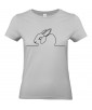 T-shirt Femme Ligne Lapin [Graphique, Design, Ligne, Trait Cute, Mignon, Animaux] T-shirt Manches Courtes, Col Rond