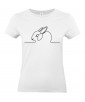 T-shirt Femme Ligne Lapin [Graphique, Design, Ligne, Trait Cute, Mignon, Animaux] T-shirt Manches Courtes, Col Rond