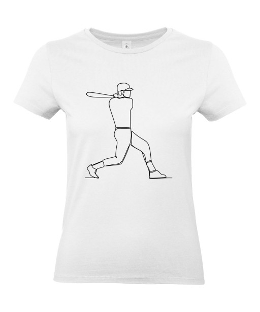 T-shirt Femme Ligne Baseball [Graphique, Design, Trait, Sport, Batte] T-shirt Manches Courtes, Col Rond
