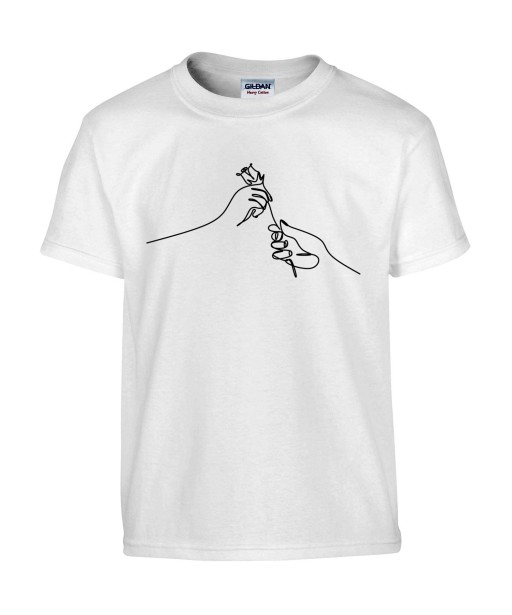 T-shirt Homme Ligne Offrir Une Rose [Graphique, Design, Trait, Romantique, Love, Fleur, Nature] T-shirt Manches Courtes, Col Rond