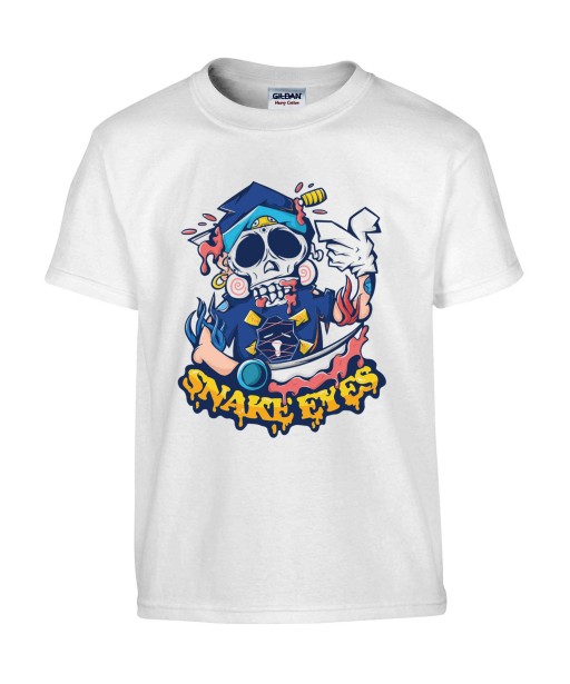 T-shirt Homme Tête de Mort Snake Eyes [Fun, Humour Noir, Trash, Swag] T-shirt Manches Courtes, Col Rond