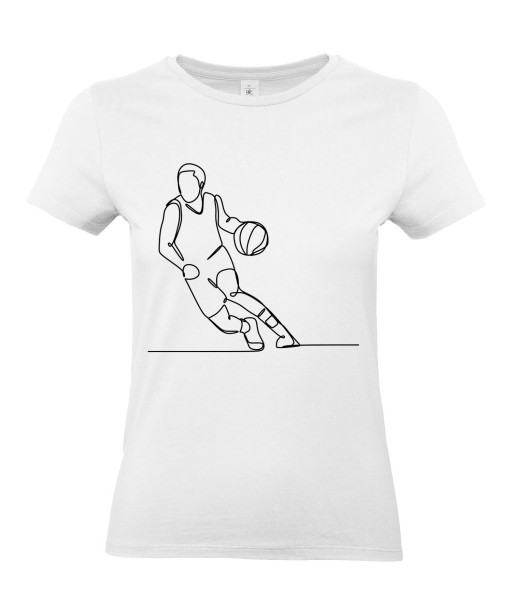 T-shirt Femme Ligne Basketball [Graphique, Design, Trait, Sport, Ballon] T-shirt Manches Courtes, Col Rond