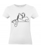 T-shirt Femme Ligne Saxophoniste [Graphique, Design, Trait, Musique, Jazz, Saxophone] T-shirt Manches Courtes, Col Rond