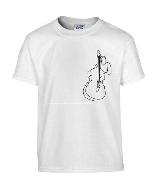 T-shirt Homme Ligne Contrebasse [Graphique, Design, Trait, Musique, Jazz] T-shirt Manches Courtes, Col Rond